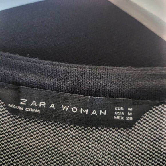Zara Women’s Black & White Abstract Knit A-Line Mini Dress – Size M - Picture 3 of 5